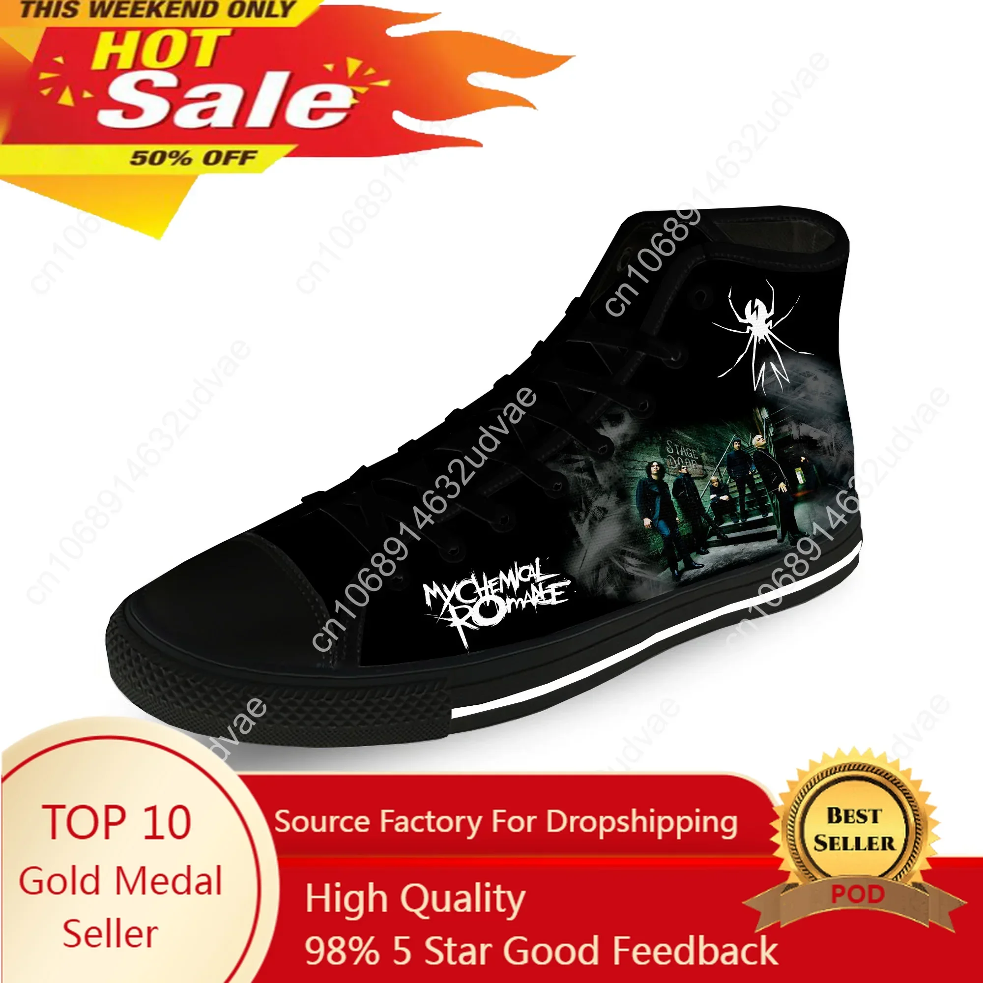 My Chemical Romance MCR Rock Band Casual Cloth 3D Print High Top Canvas Fashion Shoes Men Women Teenager Breathable Sneakers