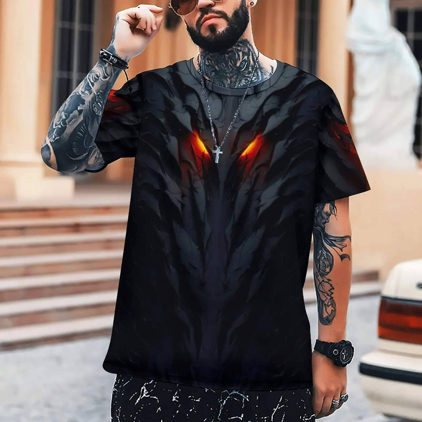 Camiseta 3D con diseño innovador, ropa inspirada en armadura oscura y mecánica, superventas