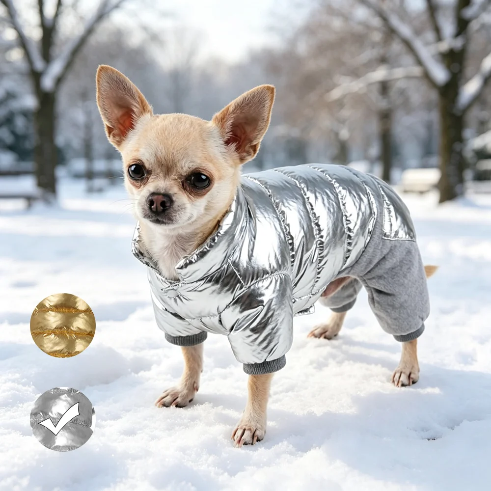 Hundemantel für den Winter, warme, gemütliche Haustierjacke mit vier Beinen für kleine und mittelgroße Hunde und Katzen, winddicht, wasserdicht, Welpenkleidung für Chihuahuas.