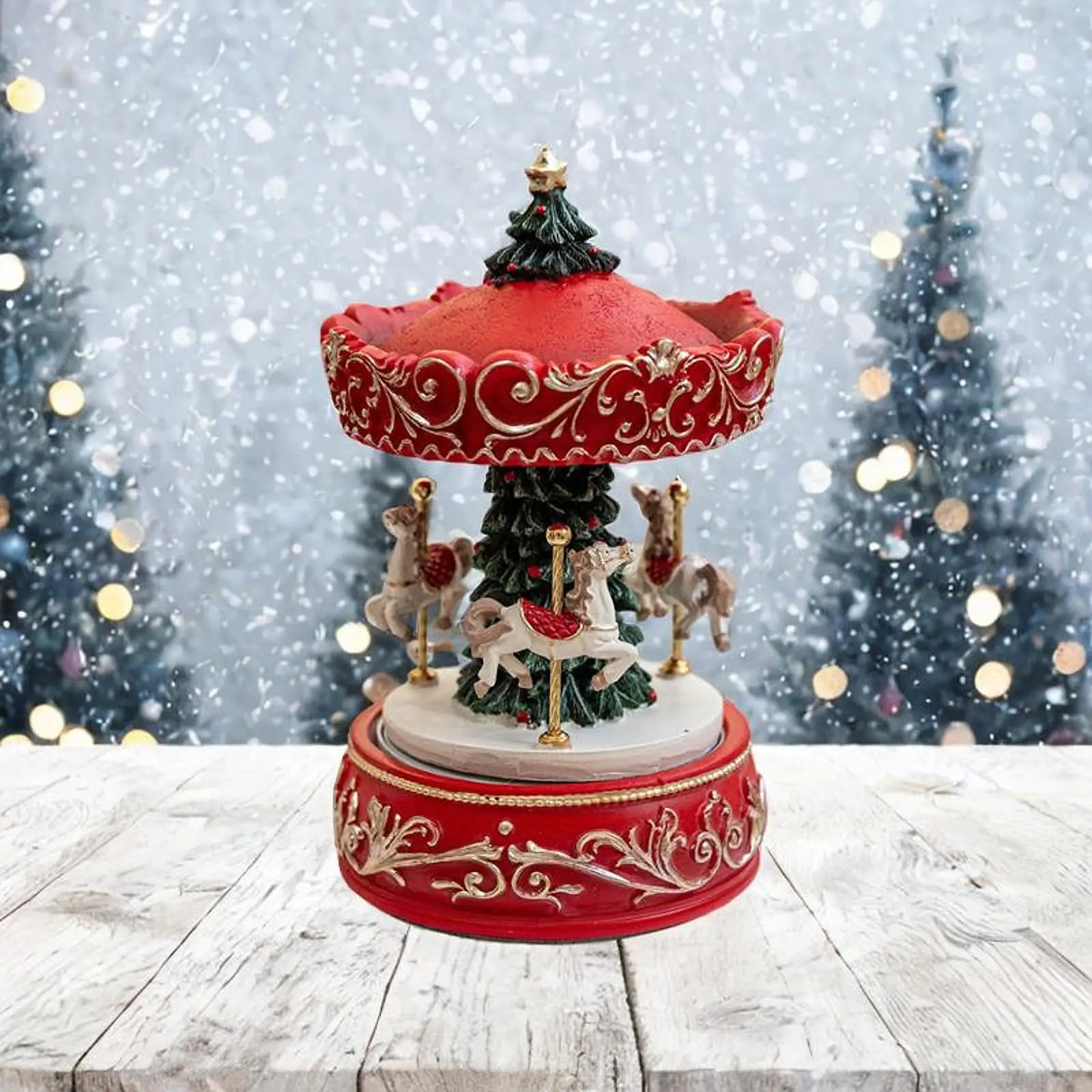Rotating Musical Box Christmas Decoration Ornament Christmas Music Box for Holiday Boys Girls Daughter Valentines Day Birthday