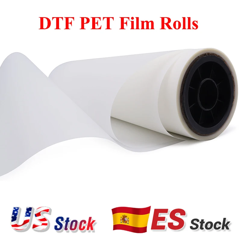 30/33/40/43/60/120cm*100m DTF PET Film Rolls For T-shirt Heat Transfer Single/Double Side Matte DTF Hot Peel Printing Film Bulk