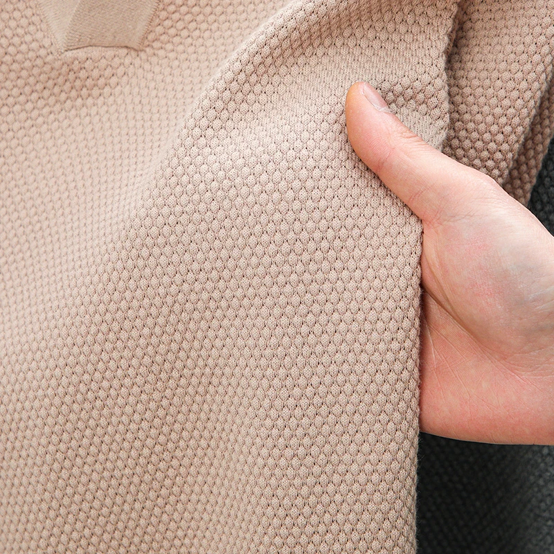 100 Baumwolle High-End-Marke männer Revers Kurzarm T-Shirt Sommer Neue Einfarbig Kleine V-ausschnitt Mode Business freizeit Männer derbekleidung – Detail 17