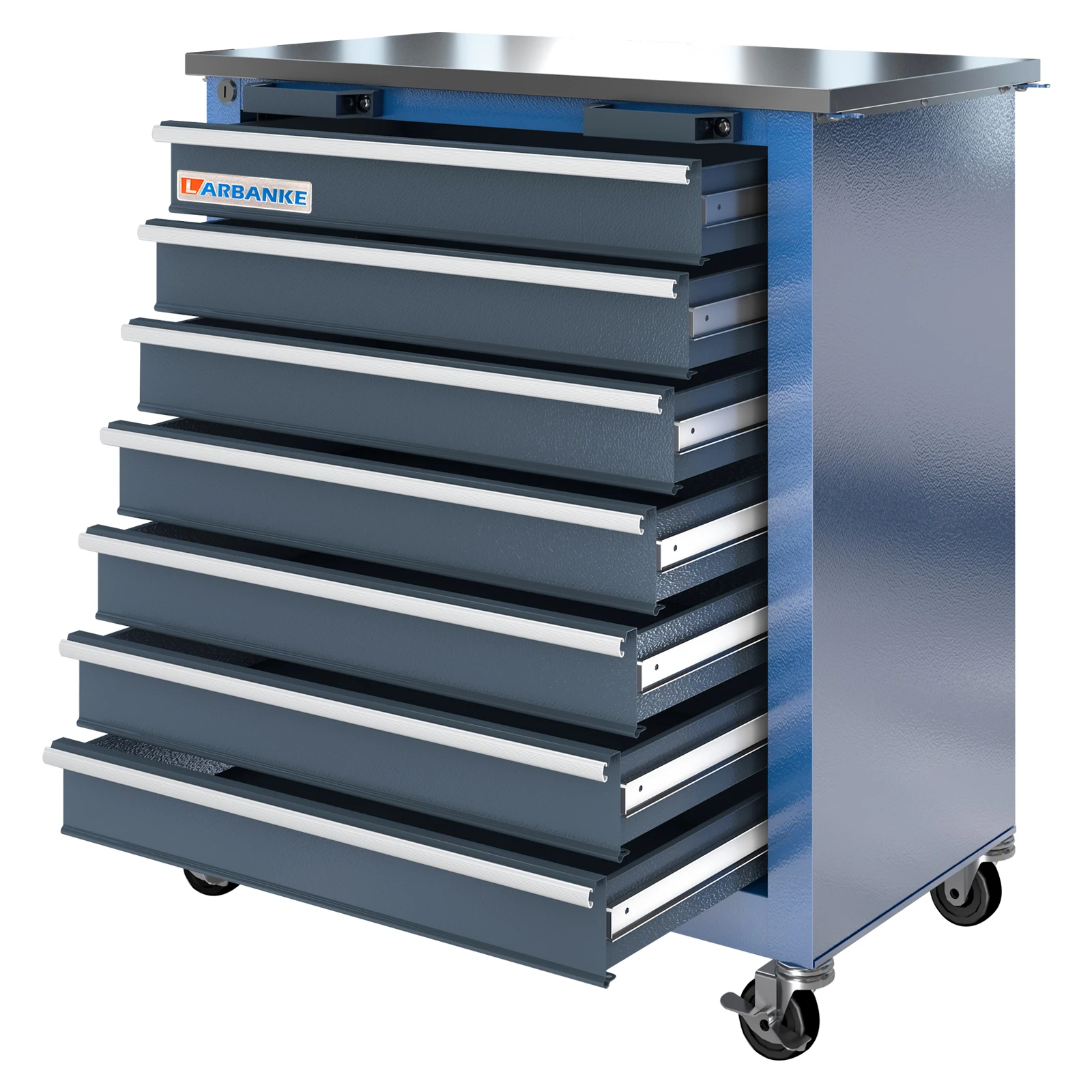 7-Drawer Tool Cabinet,Tool Cabinet with 360° Rubber Wheels,Safety Lock,Non-Slip Pearl Cotton Mat