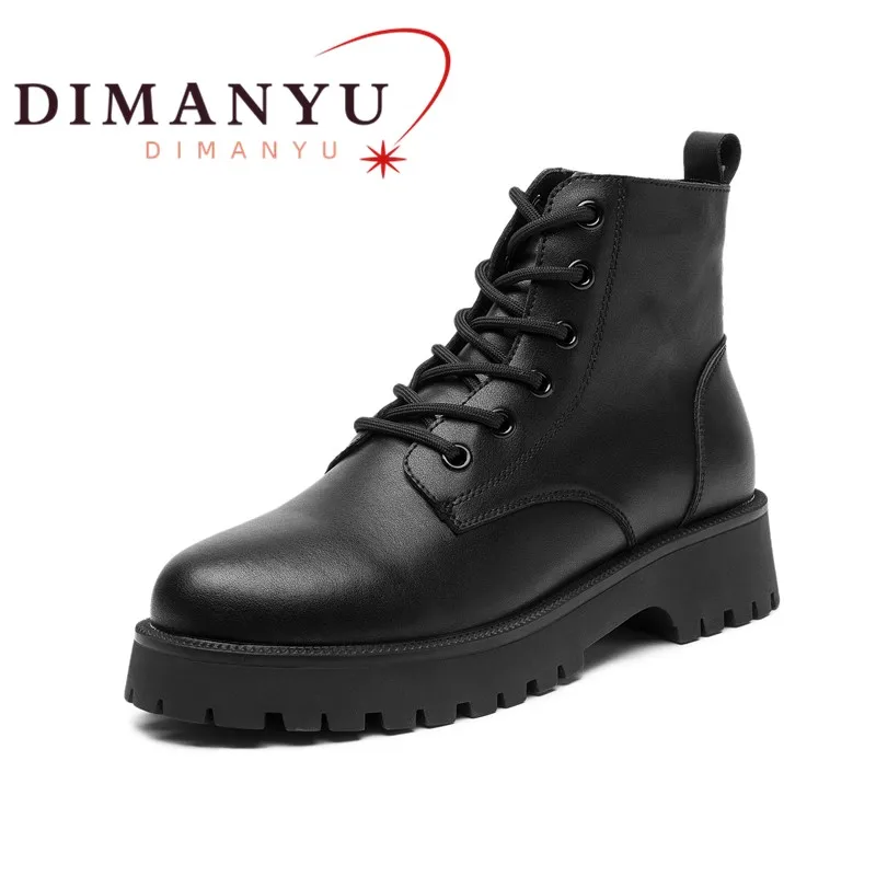 

DIMANYU Ankle Boots Women Genuine Leather 2024 New Fashion Women Short Boots British Style Large Size Women Motorcycle Boots