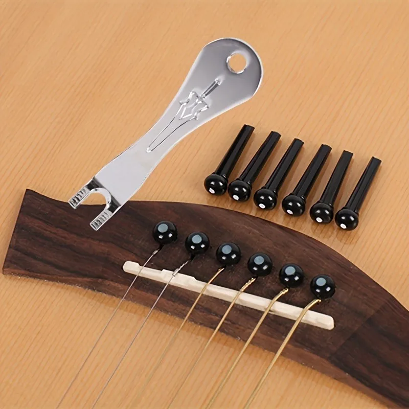 1PC Wooden Handle Metal Guitar String Puller Folk Guitar String Pin Remover Instrument Repair Tool image 3