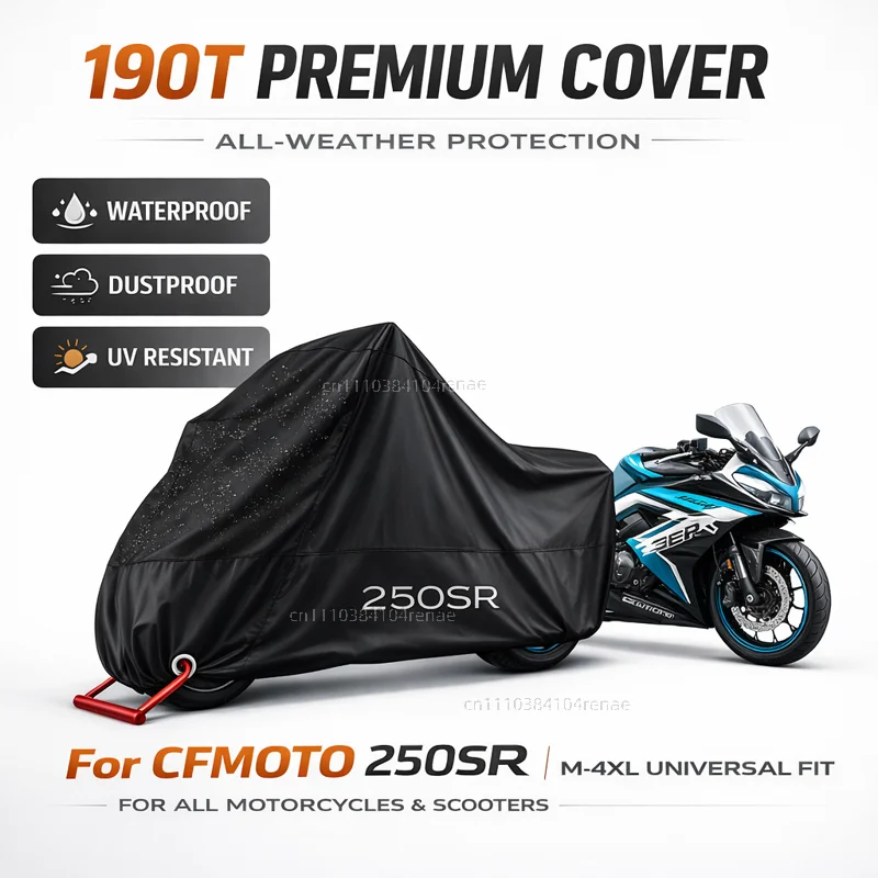 

For CFMOTO 250SR Papio XO-1 190T Motorcycle Cover Waterproof Dustproof UV Protection All Season