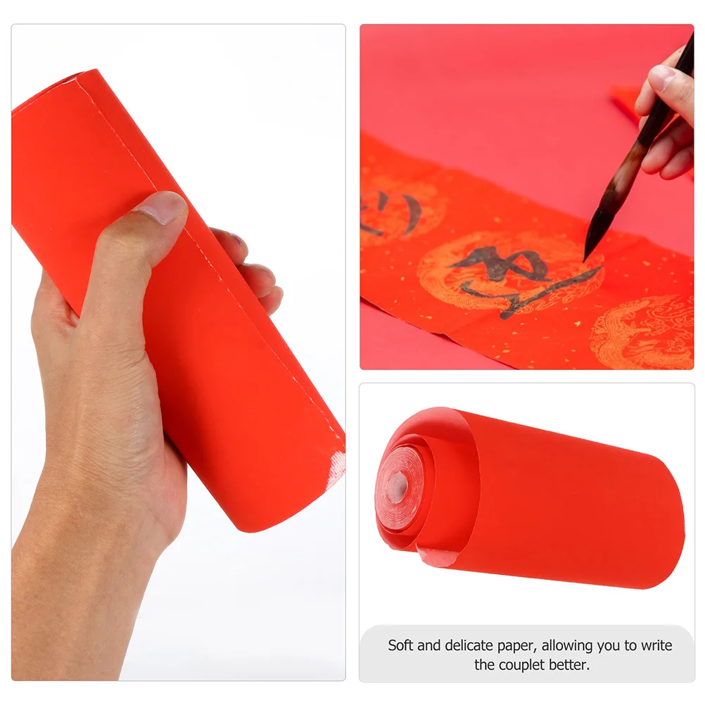 

2 Rolls Red Xuan Paper Strict Quality Durable Spring Festival Couplets Scroll New Year Calligraphy Writing Paper