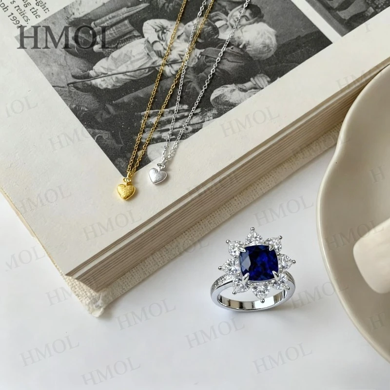1.8-2.83CT Customized Ring Cushion Lab Grown Sapphire Ruby Columbia VVS1 925 Sterling Silver Sparkling For Christmas Jewelry