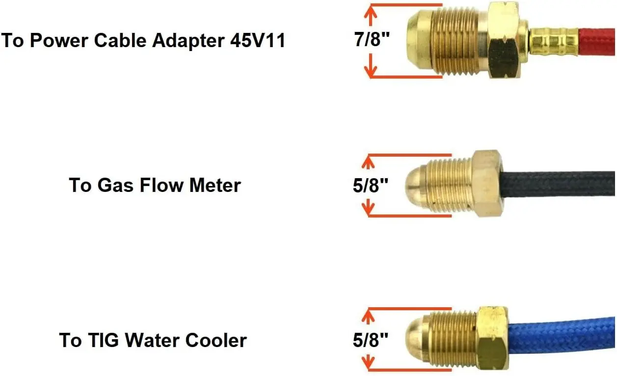 Startecweld-soplete refrigerado por agua de 250 Amperios, Cable de 3 piezas de 25 pies y conector/Adaptador Wp20-25Dis Dinse 35-70, serie 20