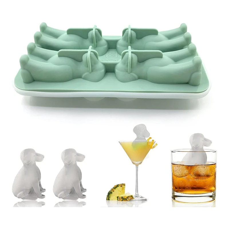 

Ice Cube Mold, Labrador Ice Cube Trays, 4 Hole Big Dog Ice Cube Trays Fun Shapes Decor For Whiskey,Cocktail,Bourbon