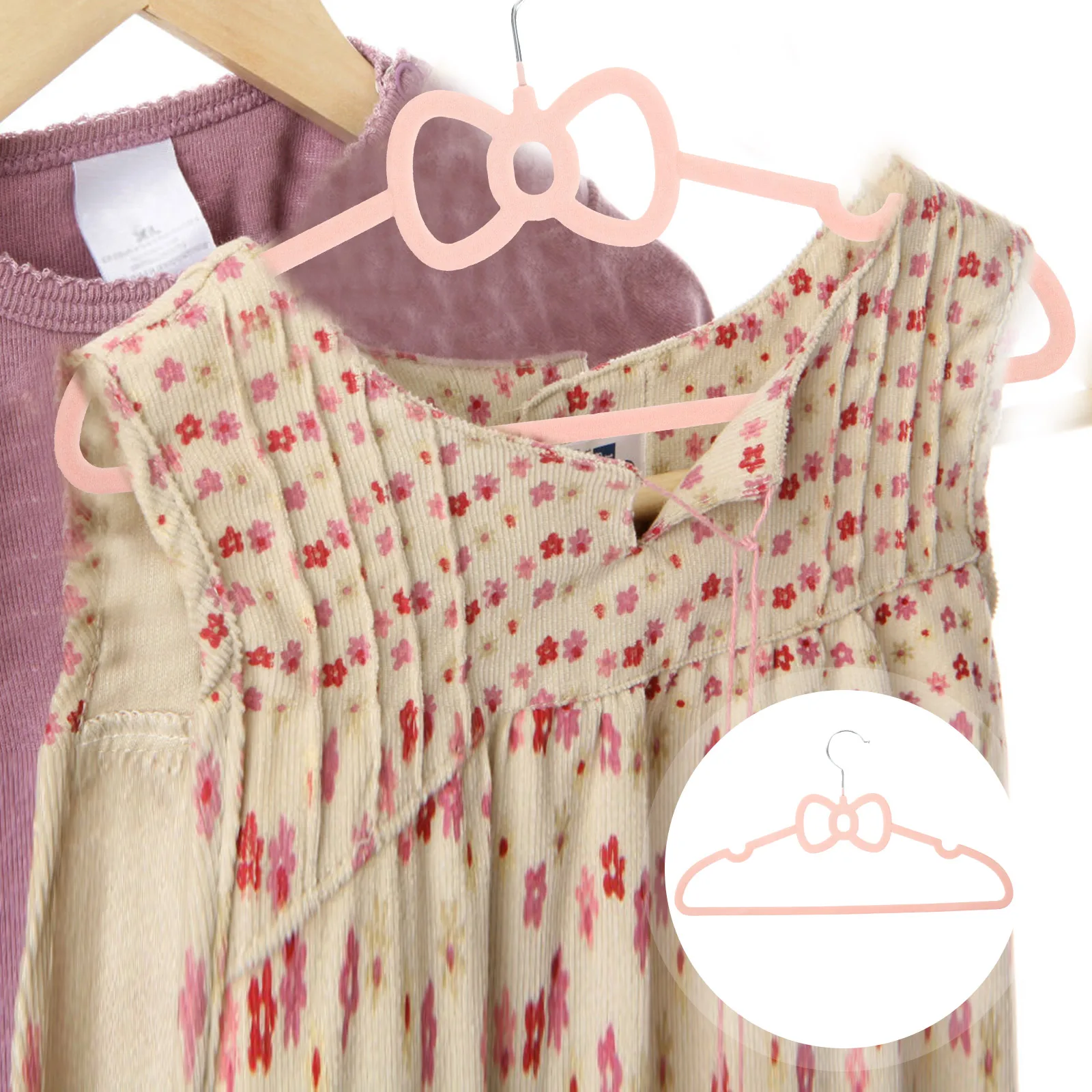 

10Pcs Flocked Decorative Bow Clothes Hangers Anti-Slip Closet Hangers for Dress Coat Pants Skirts Anti-Slip Clothes Hangers,