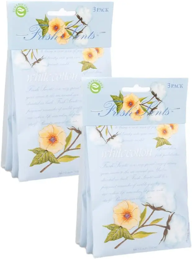 

Fresh Scents Scented Sachets, White Cotton, 6 Pack for Drawers, Closets, Cars – Long Lasting Fragrance