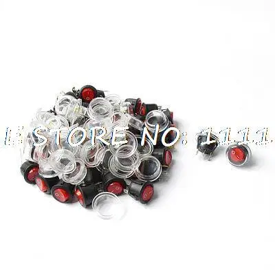 

50 Pcs 6A AC250V 10A 125VAC 3 Pins 2 Positions SPST Red Lamp Round Rocker Switch w Cover KCD1-105/N