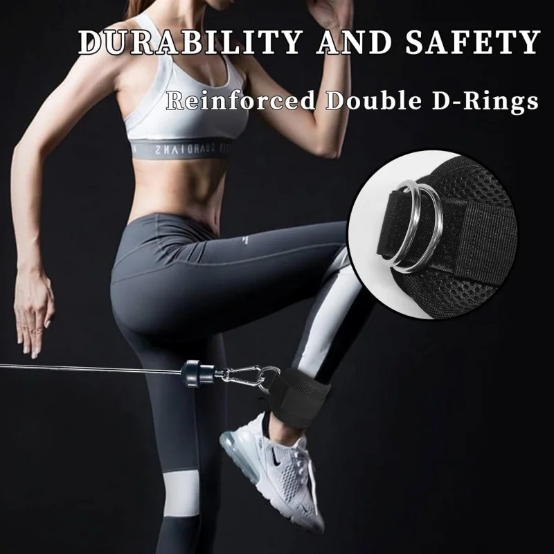 Fitness Ankle Straps Adjustable D-Rings Gym Ankle Cuff for Kickbacks Women Leg Hip Strength Workouts Exercise Resistance Band