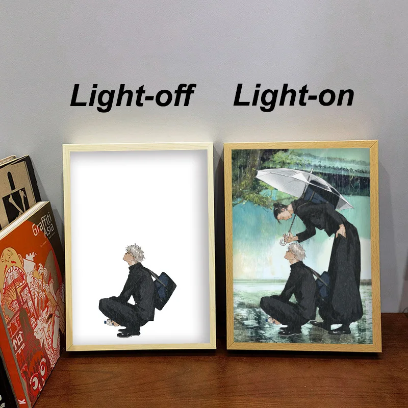 Anime Jujutsu Kaisen Figure Led Night Light Anime Figurine Photo Frame Painting Decor Light Bedroom Decoraction Christmas Gifts