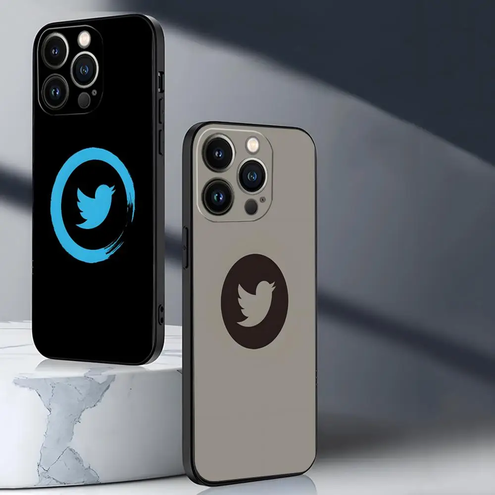 Twitter logo Phone Case for iphone 15 11 Pro Max 12 Mini 13 14 Xr Xs 6 6s 8 7 Plus Silicone Soft Cover