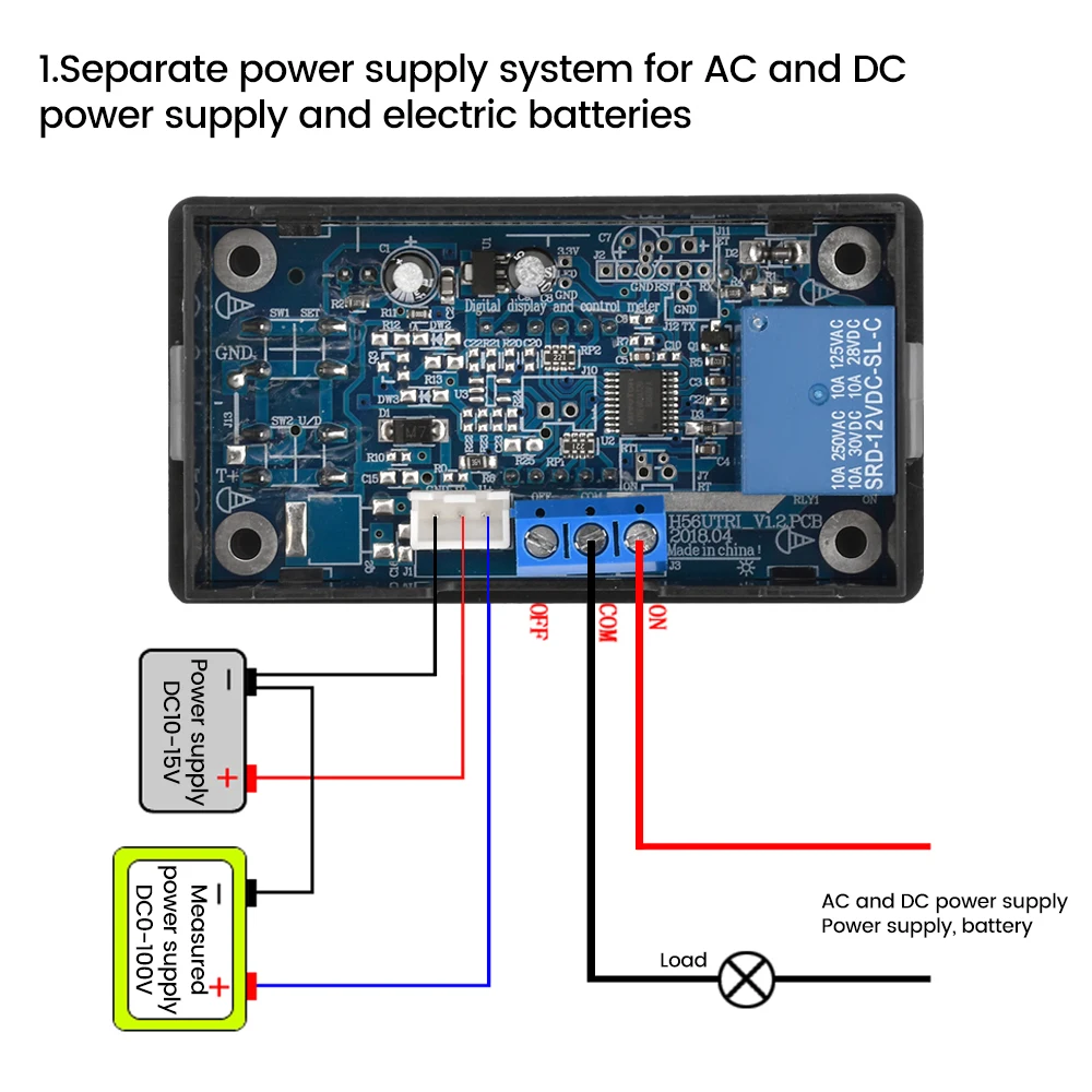 12V 24V 48V DC Woltomierz Moduł Sterowania Napięcia Przekaźnik Przełącznik Przepięcia Zabezpieczenie Podnapięciowe Cyfrowy Wyświetlacz LED