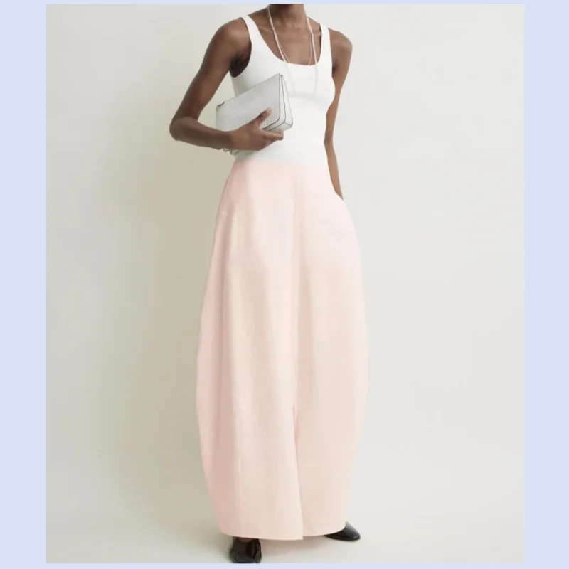 26 Spring/Summer New Arrival TT High-Waisted Draped Split Blossom-Style Long Midi Skirt