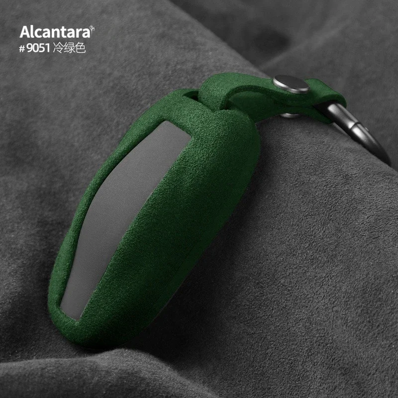 

Suede Car Key Case Cover Holder Key Shell Buckle for Tesla Model 3, Y, X, S