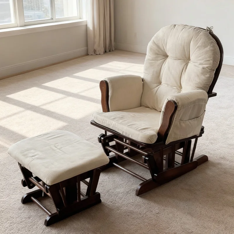 Modern Wood Maternity Mummy Nursery Breast Feeding Baby Wooden Nursing Rocking Chair for Adults