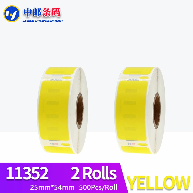 2 Rolls Dymo 11352 Yellow Color Generic Label 25mm*54mm 500Pcs Compatible for LW400 LW450 Turbo 4XL Thermal Printer