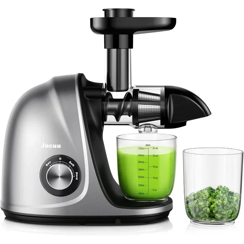 

Jocuu Slow Masticating Juicer with Soft/Hard Modes Easy to Clean Quiet Motor & Reverse Function, Cold Press Juicer for Fruit