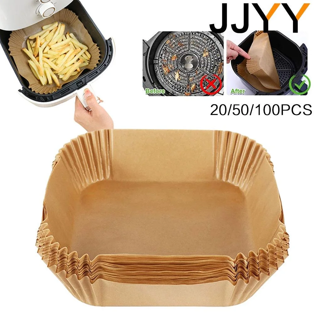 Air Fryer กระดาษทิ้ง Liner เตาอบกระดาษสแควร์, จาระบีและกันน้ํา Non Stick ตะกร้า Liners สําหรับทําอาหารเบเกอรี่