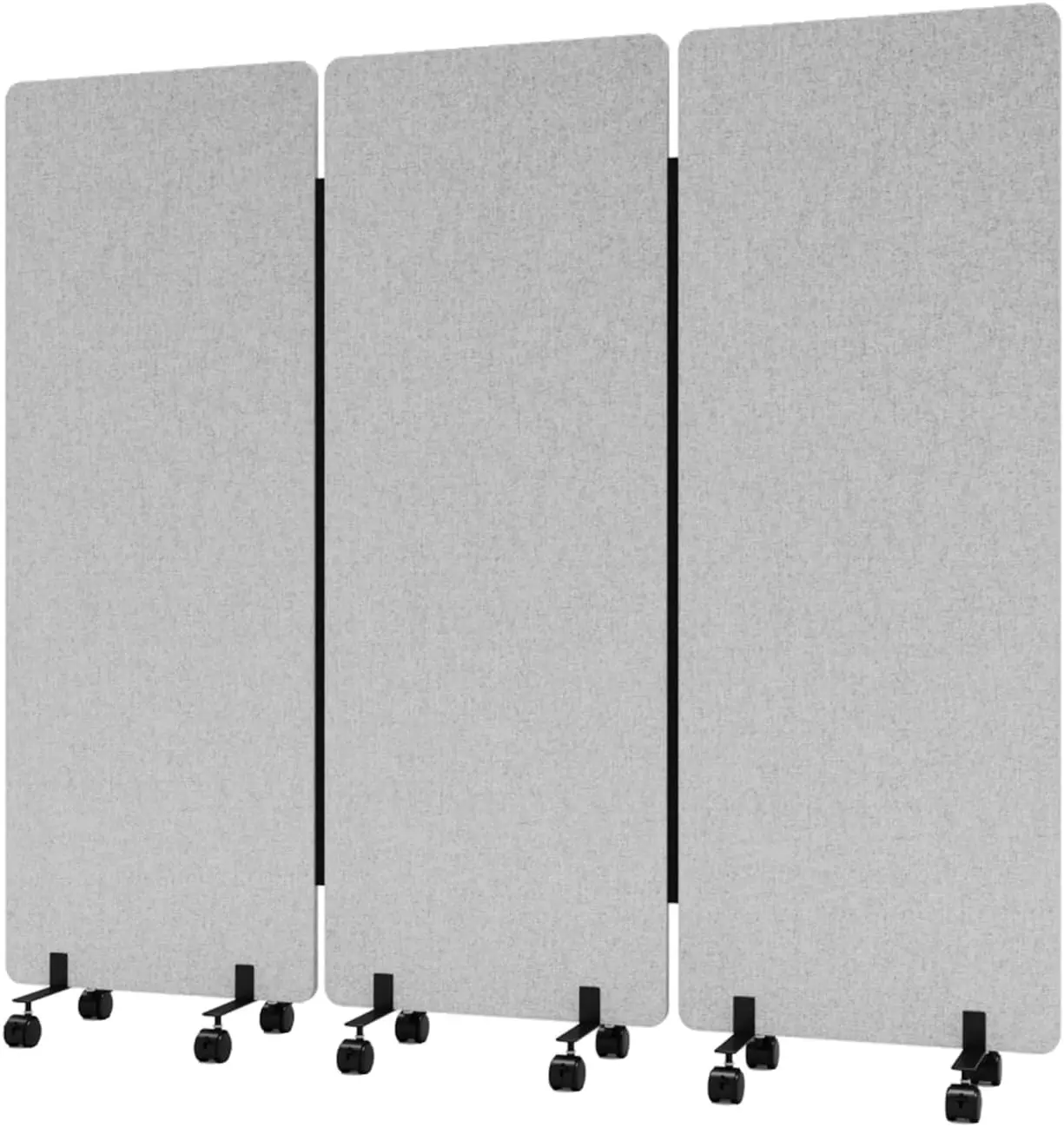 3 Panel Soundproof Room Divider Portable Acoustic Office Partition Smooth Rolling Wheels Large 66 x 72 Portable Wall Sound Proof