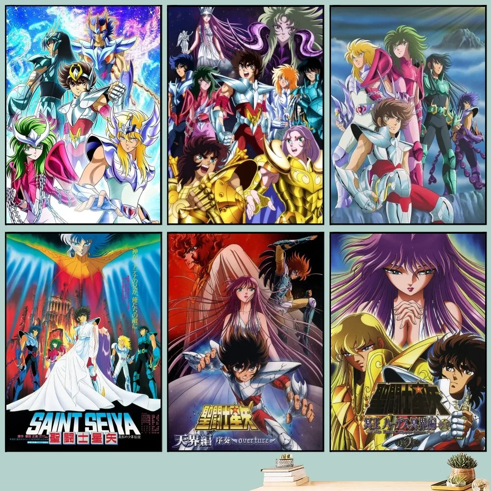 Saint Seiya klassische Anime-Posterkunst, selbstklebende Kunst, kleines Poster, HD-Qualität, Poster, Wandkunst, Malerei, Studie, Wanddekoration