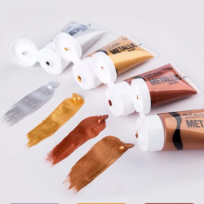 Imagem -05 - Conjunto de Tinta Acrílica Metálica Colorir Modelo Pintura Pintura Manual Faça Você Mesmo Buda Luz Pigmento Dourado Artigos de Arte Cores 12 Cores