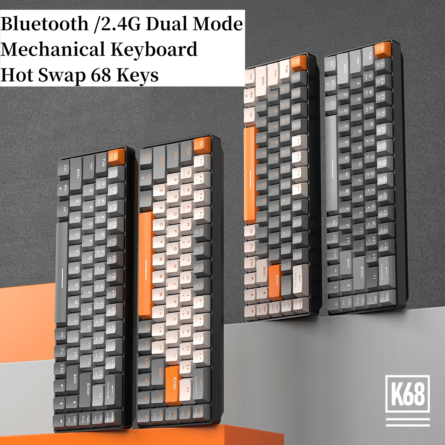 

Wireless Mechanical Keyboard Hot Swap 68 Key 68% Layout Spanish Russian Korean Arabic Portugues Mechanical Keyboard BT RGB K68