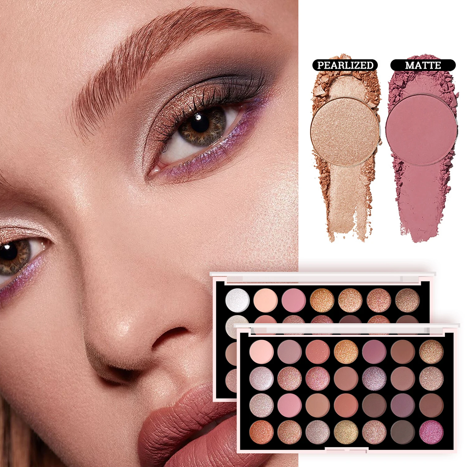 

28-цветная земляная палитра теней для век — перламутровые и матовые оттенки, стойкий пигмент, доступный многоцветный макияж