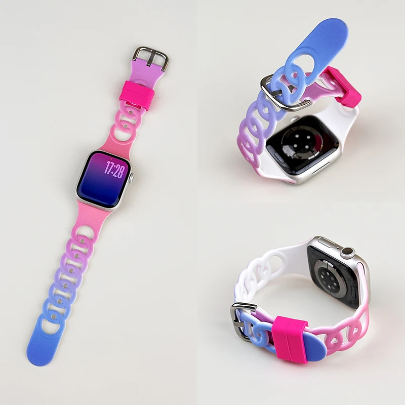 Silicone Sport Strap For Apple Watch Band Ultra 49mm 40mm 41mm 44mm 45mm 46mm correa bracelet iwatch Series 11 10 9 8 7 6 5 4 se