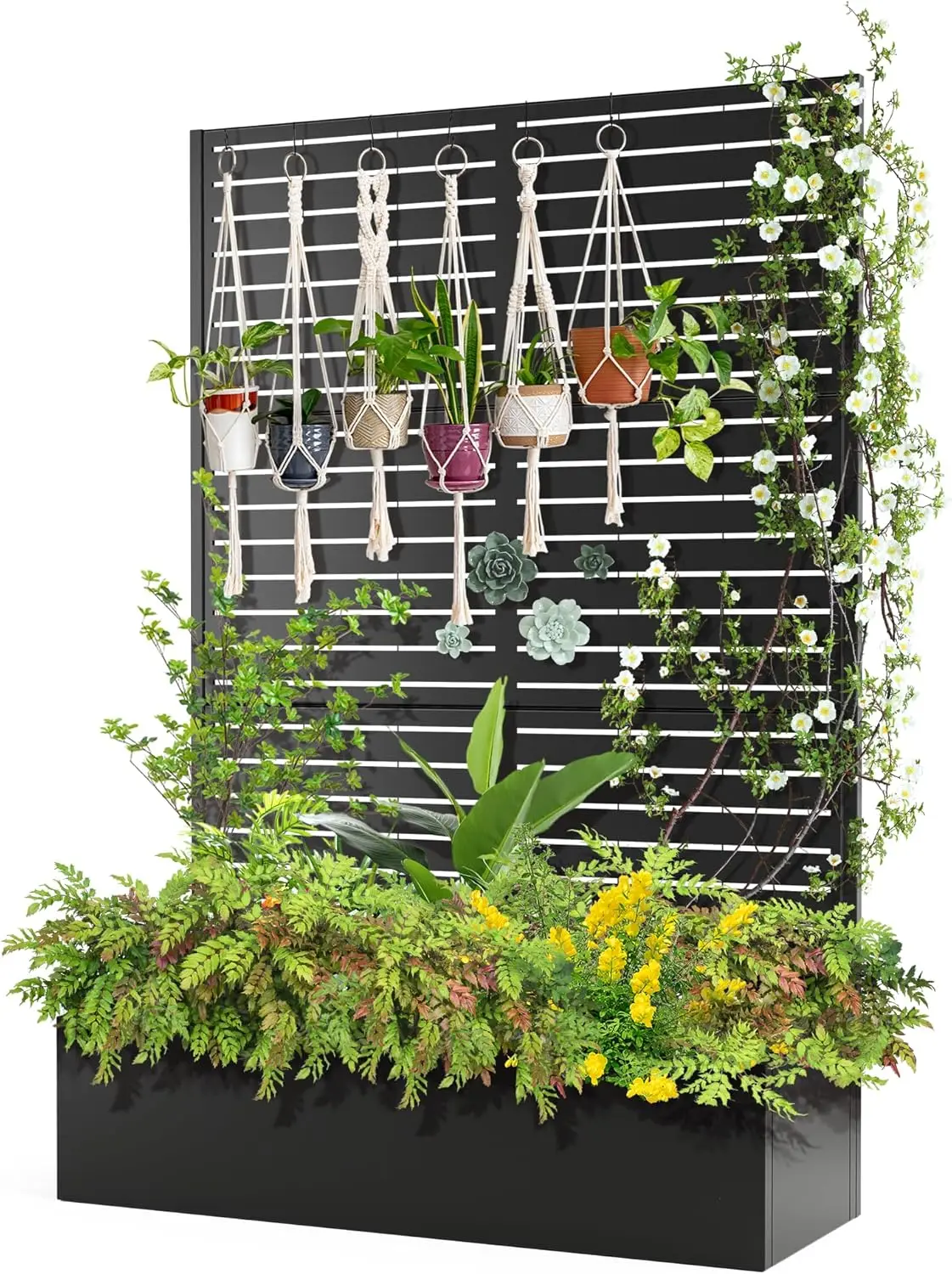 

Metal Raised Garden Bed with Trellis, Metal Planter Box with Trellis, Garden Box for Climbing Plants Vegetable, 47" Lx16 Wx71 H