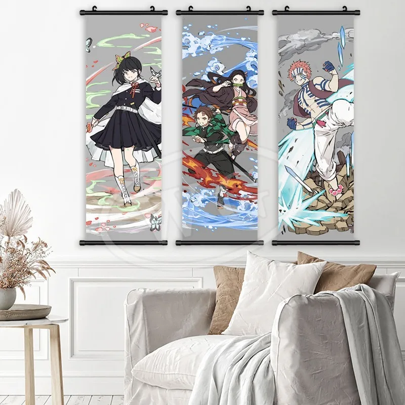 Anime Demon Slayer Hanging Scroll Painting HD Inkjet Canvas Decorative Painting Modern Living Room Mural Poster