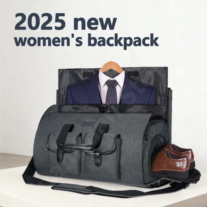 

2025 New Men Waterproof Weekend Travel Work Large Capacity Multifunctional Hand Luggage Storage Two-in-One Convertible Suit Bag