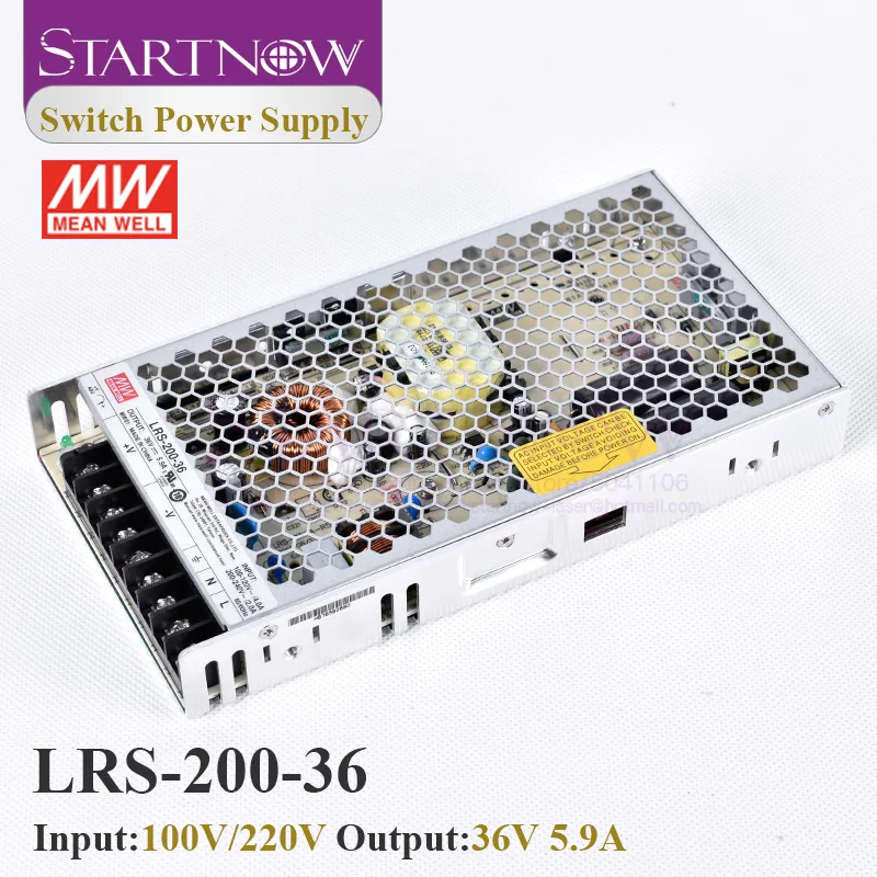 Startnow LRS-200-36 36V 5.9A 200W Switch Power Supply Laser Controller - Original MW Taiwan Meanwell for Laser Cutting Machine