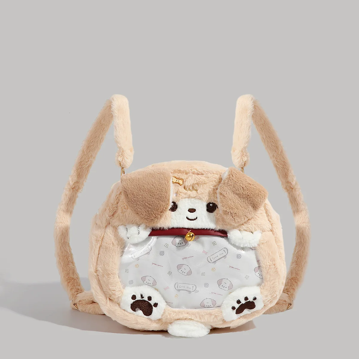 Embroidered Plush Dog Cute Velvet Gold Fur Backpack Cartoon JK Zipper Student Large Capacity Unisex Bag ﻿