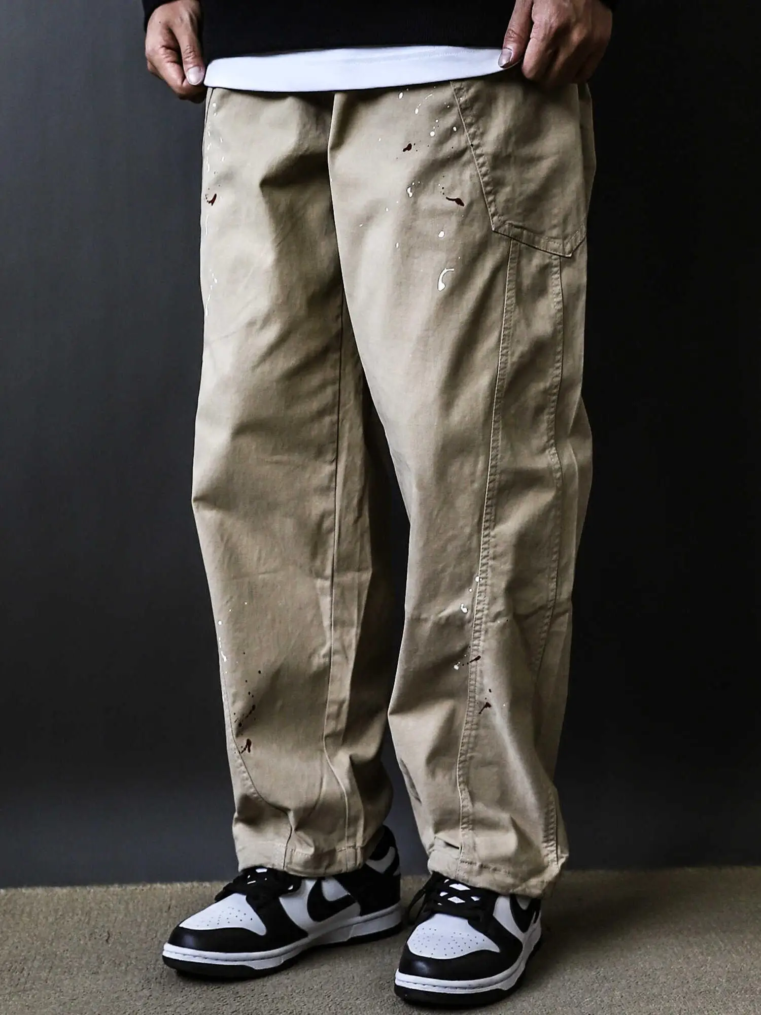 

Heavyweight Harem Straight Leg Pants Hand-Painted Embroidery Distred Workwear Autumn Spring Japanese Sle Retro Logging P...