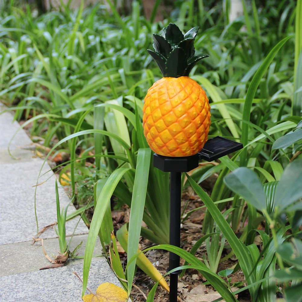 LED Solar Yard Lamp Simulation Pineapple Landscape Light Outdoor Waterproof Decorative Garden Lawn Light Ground Stake Lamp