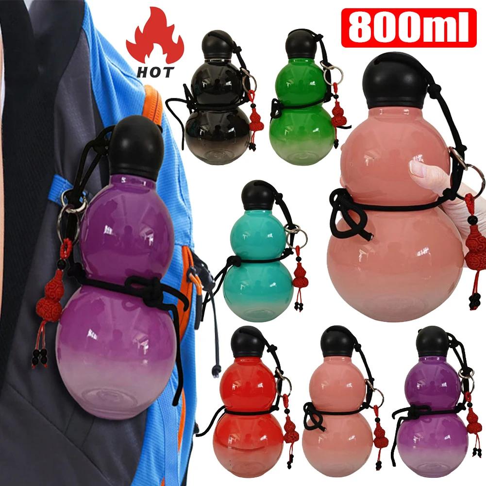 

New Chinese Retro-Inspired Gourd Water Bottle 800ML Large Capacity Gourd Sports PC Durable Water Bottle Travel Water Bottle