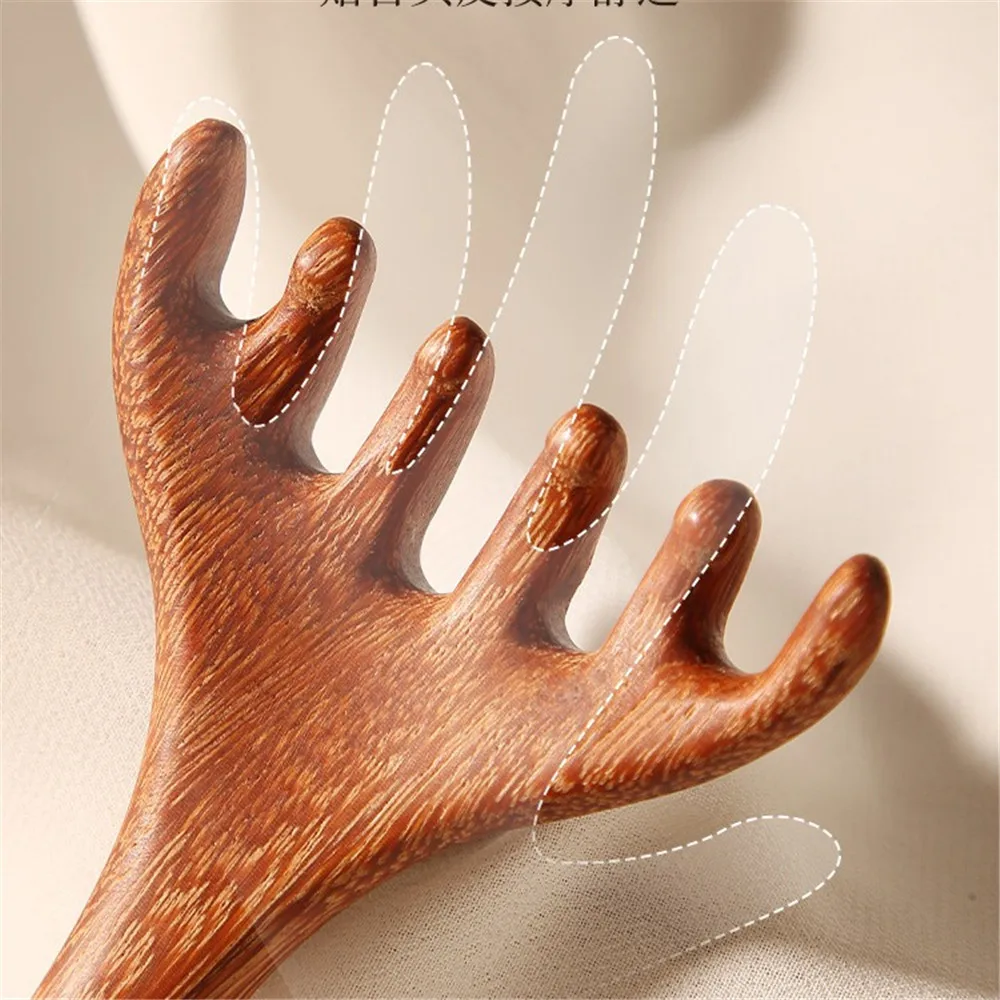 Body Massage Comb Sandalwood Deer Antlers Wide Tooth Acupuncture Help Blood Circulation Anti-Static Smooth Hair