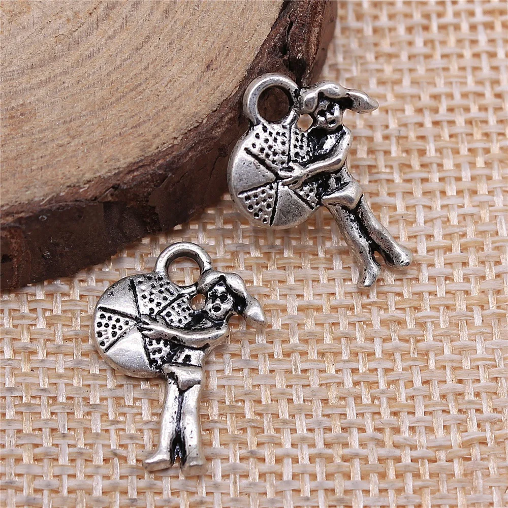 20pcs 20x14mm(0.79x0.55inch) Antique Silver Color Beach Girl Charms Alloy Jewelry Findings Wholesale