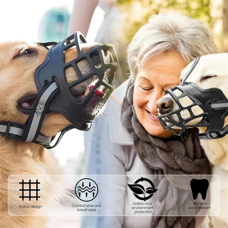 Dog Muzzle Breathable Basket Muzzles for Small Medium Large Dogs Adjustable Humane Cage Mouth Cover Allows Panting Drink