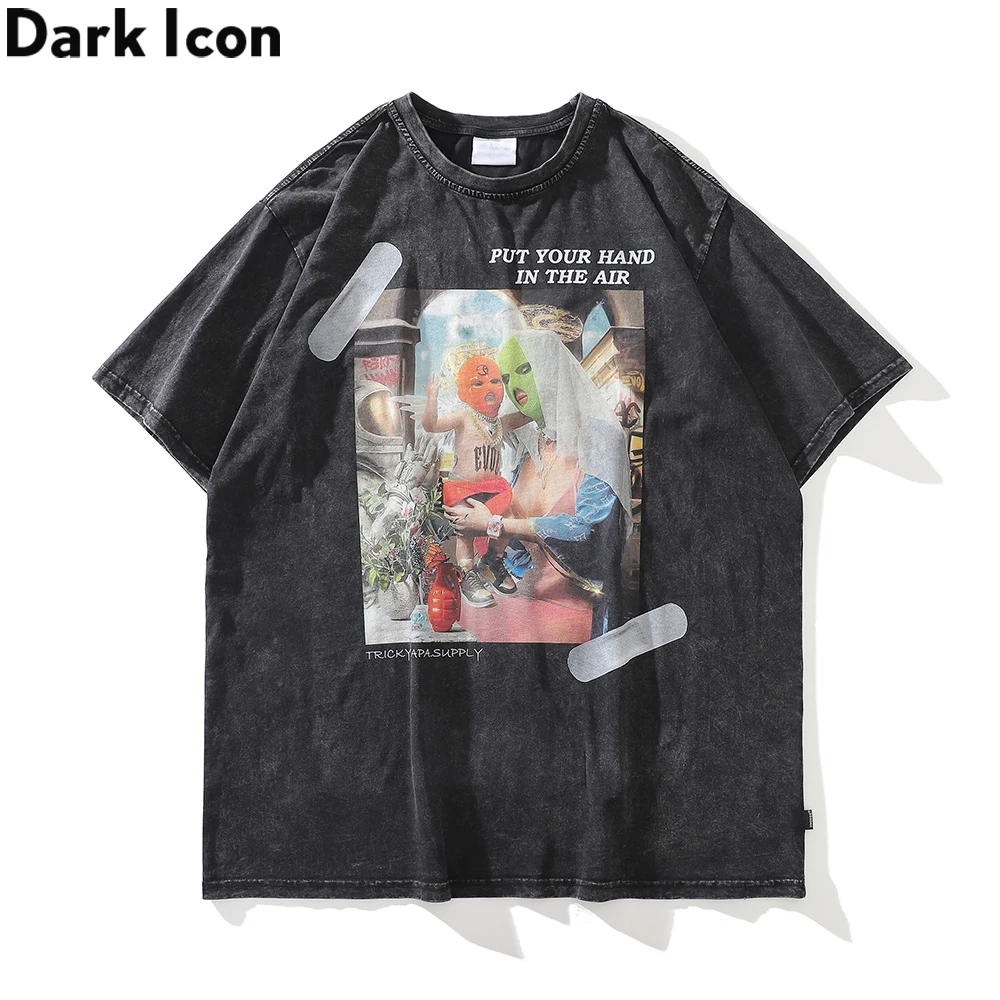 

Dark Icon No Hand Feeling Printed Hip Hop T-shirt Men 2022 Summer After Washing Men's Tshirts Cotton Tee