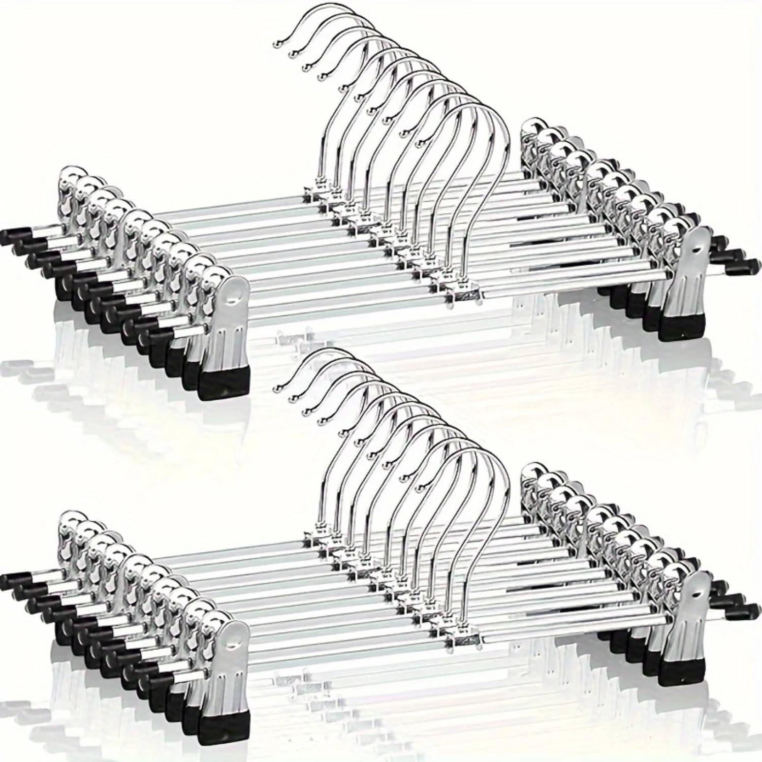 

20 Pack Plastic Clothes Hangers with Polished Finish, 2-Clip Design for Pants, Leggings, and More - Space Saving & Wrinkle-Free