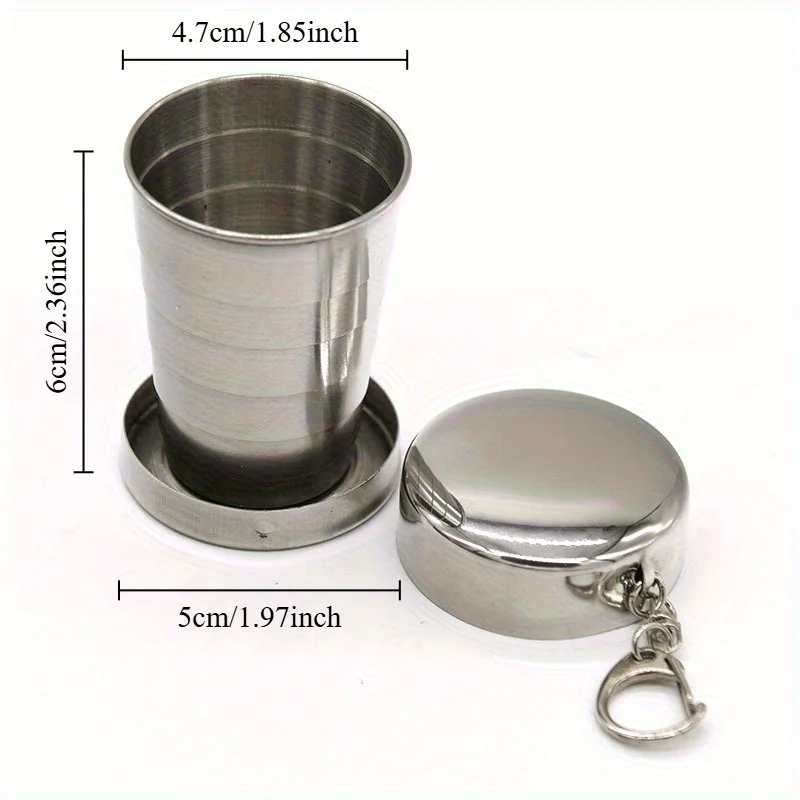 2-Pack - Collapsible Stainless Steel Cups (with Clip) - Perfect for Travel, Outdoor Activities, and Social Gatherings - Convenie