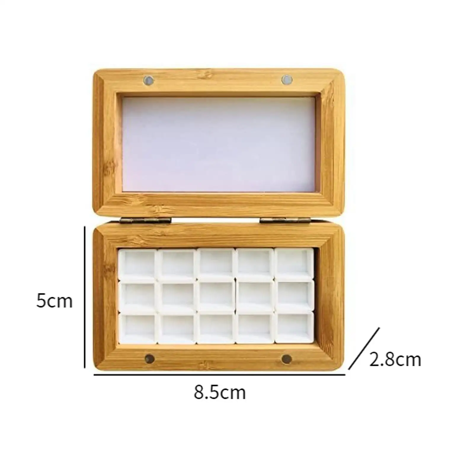 Watercolor Paint Box 15 Grids W/Lid Gouache Mixing Tray Empty Palette Box Wood Paint Tray for Crafting Painting Travel Painters