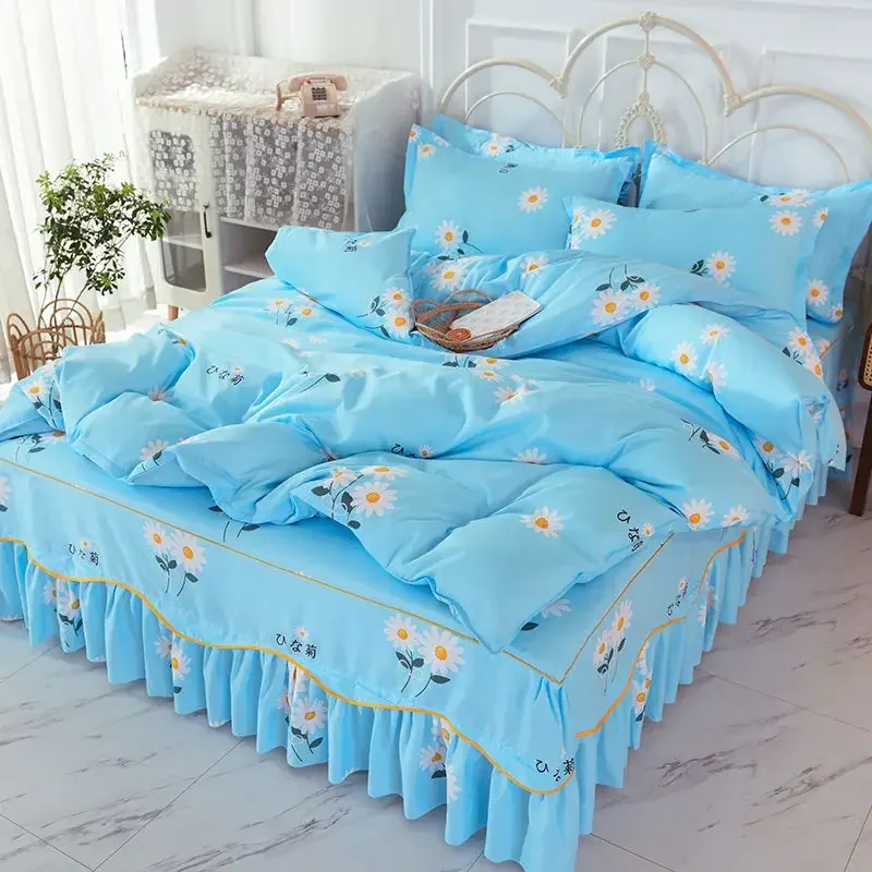 

4pcs Bedsheets Bedding Set Bedspread on The Bed Sheet with PillowsCase Queen Double Duvet Linen 2 Bedroom Twin Cover King Size