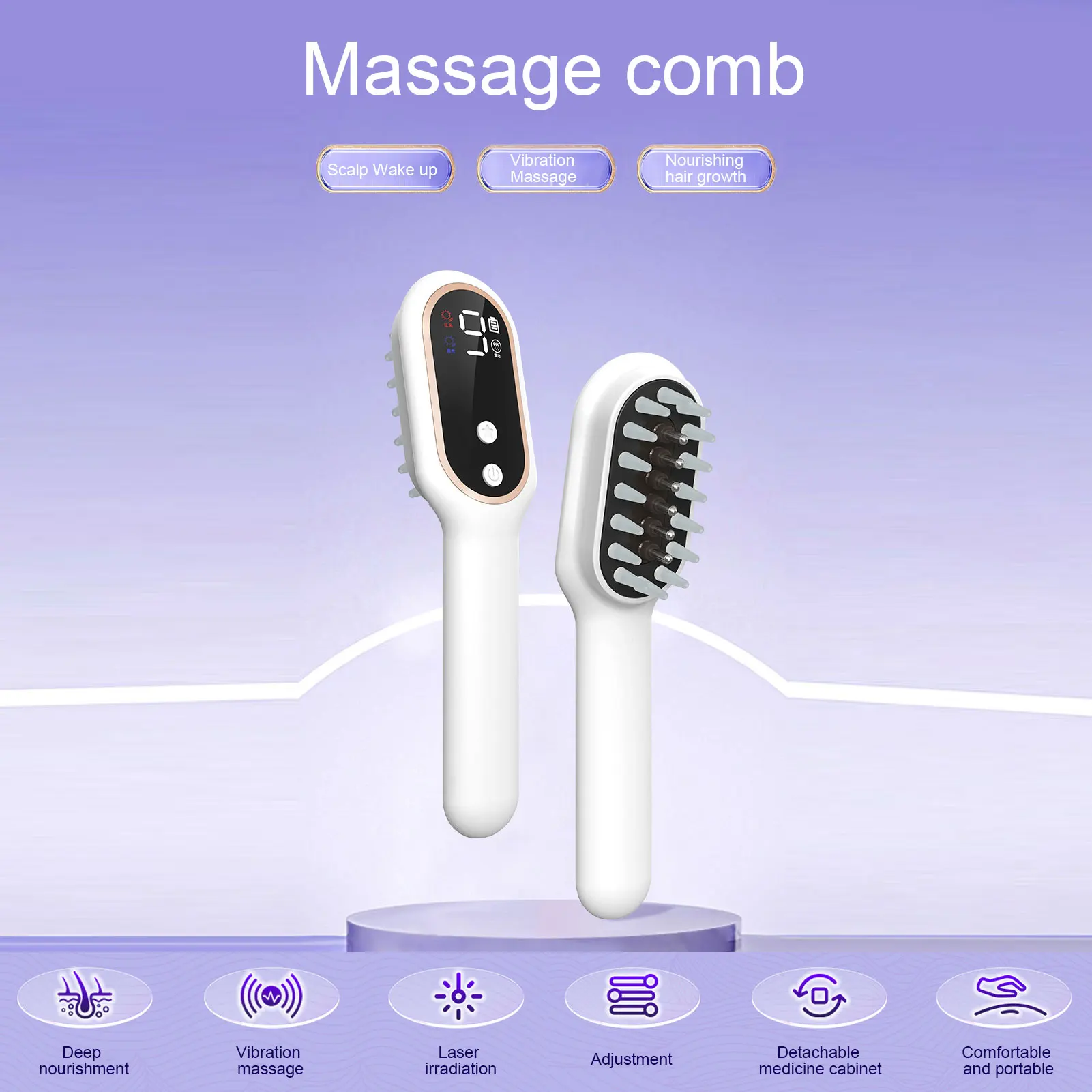 Hair Growth Comb Electric Scalp Massager Comb 450mah 10 Speed Vibration USB Charging Purify Skin Hair Growth Comb for Men Women